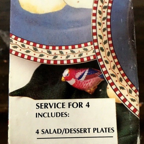 NIB Vintage Sakura Debbie Mumm Snowman Christmas Dessert/Salad Plates Set of 4 - Picture 6 of 7